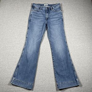 Wrangler Flared Jeans Womens 28 Blue Medium Wash High Rise Trouser Denim
